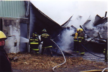 Barn Fire, Buena Vista Rd., late 1990's.
(Chris Andrews photo)